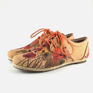 Icon Pumpkin Poppies by Novak Women's Printed Canvas Espadrille Sneaker Size 9.5